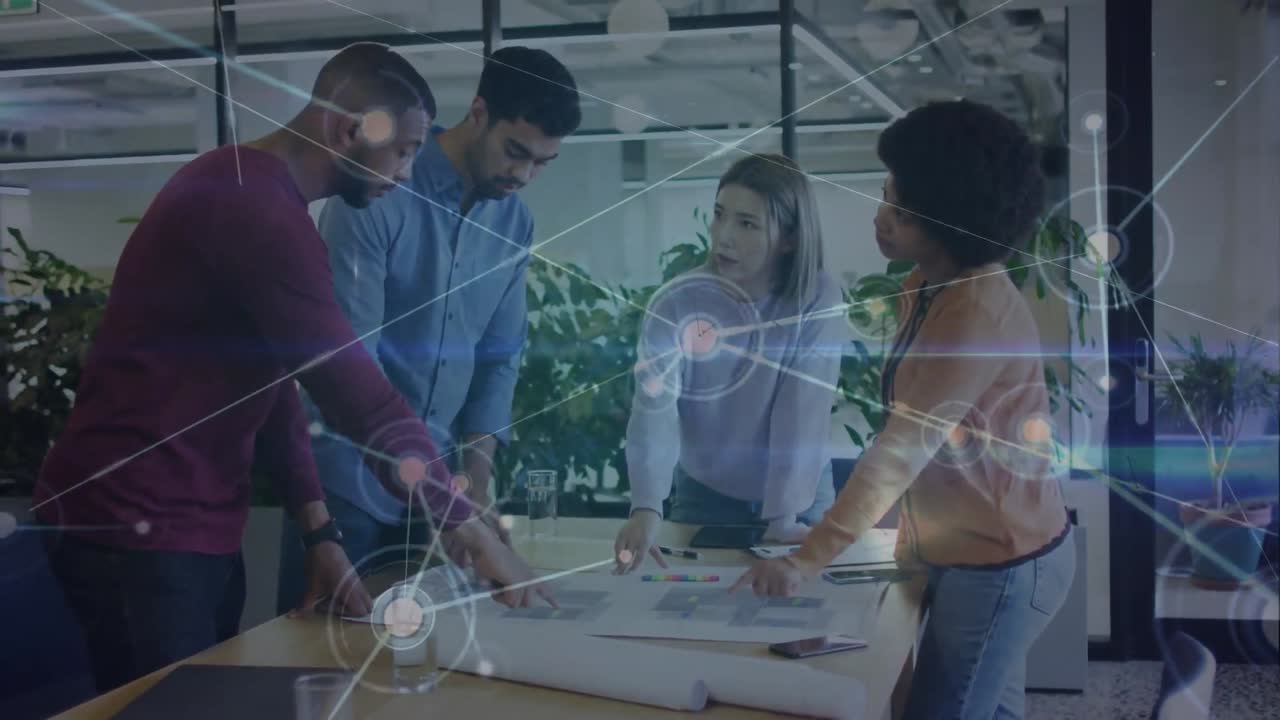 animación de una red de conexiones en un grupo de empresarios diversos