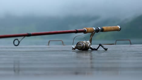 fishing rod spinning blurred background