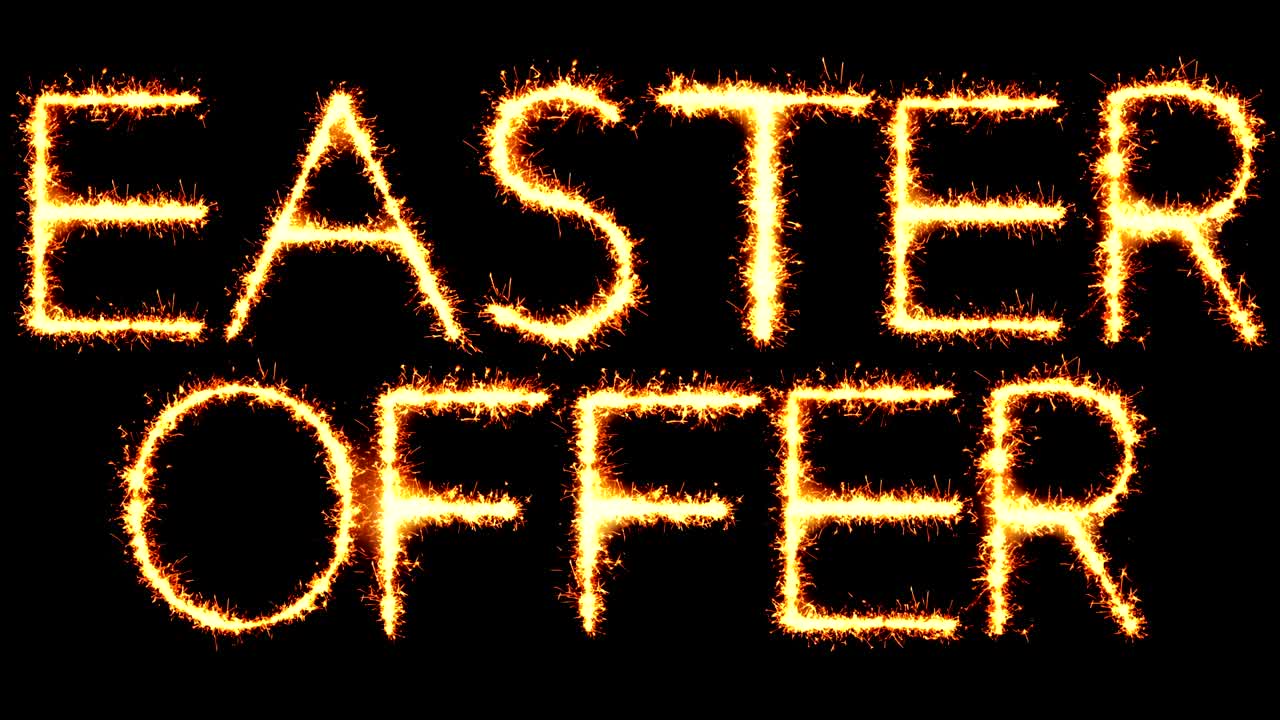 이스터 오퍼 텍스트 스파커 글리터 스파커 불꽃놀이 루프 애니메이션