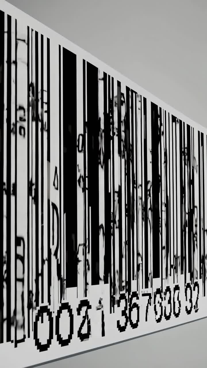 Dynamic video concept featuring a skewed barcode design
