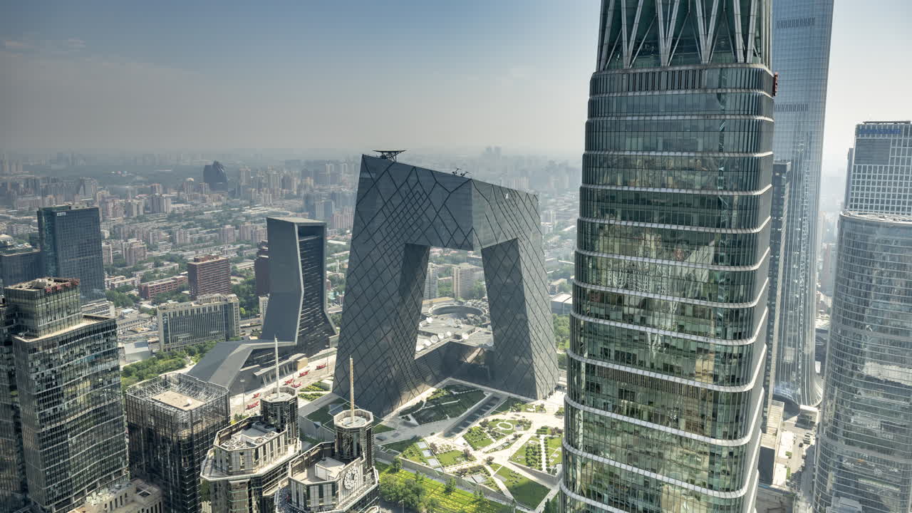 Timelapse of the Beijing city skyline from a high vantage point