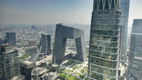 timelapse of the beijing city skyline from a high vantage point