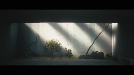 minimalist concrete interior garden