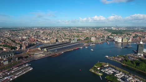 city aerial view over amsterdam