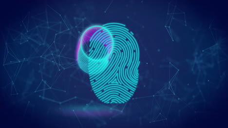 animation of glowing neon circles intersecting with abstract network lines and dots