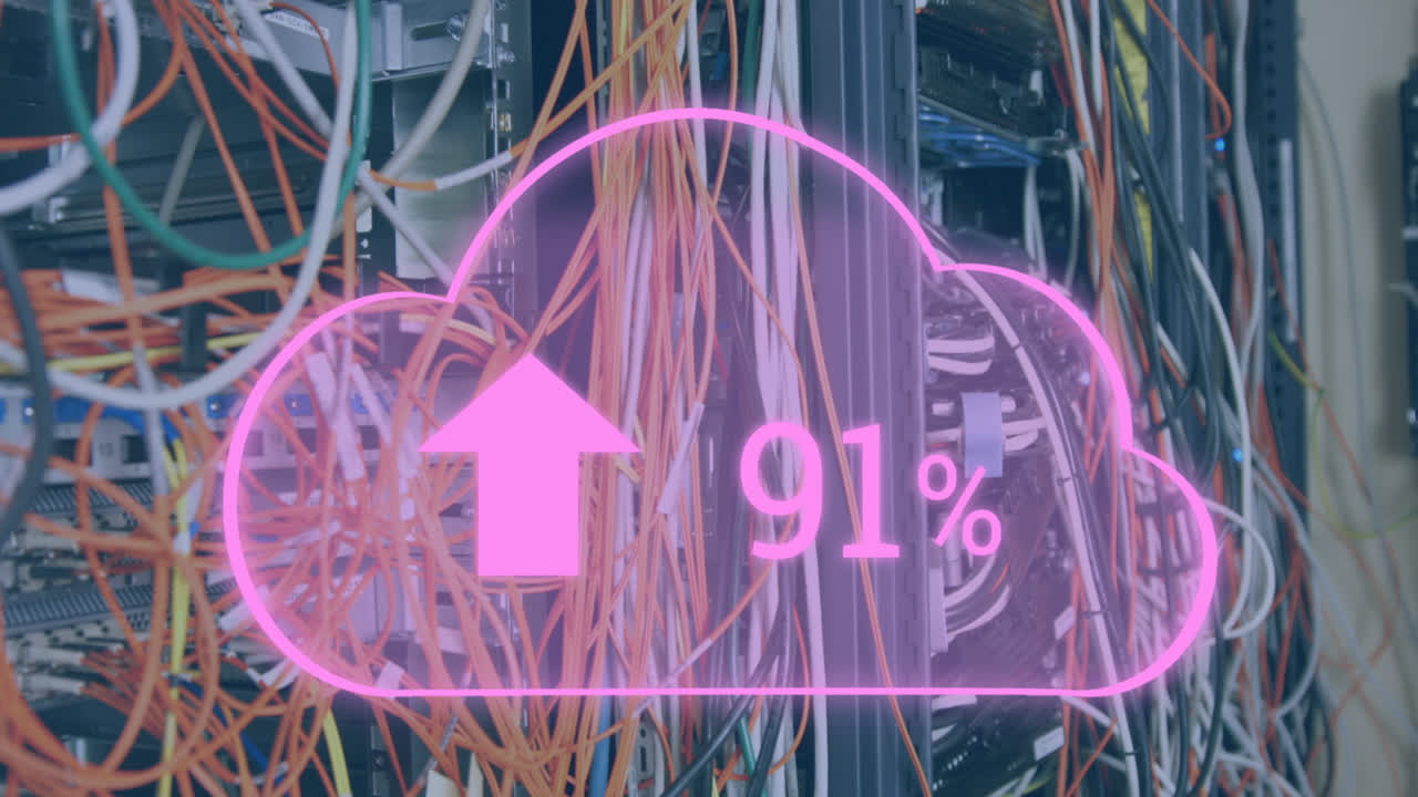 서버 에서 증가하는 수와 함께 클라우드 아이콘의 애니메이션