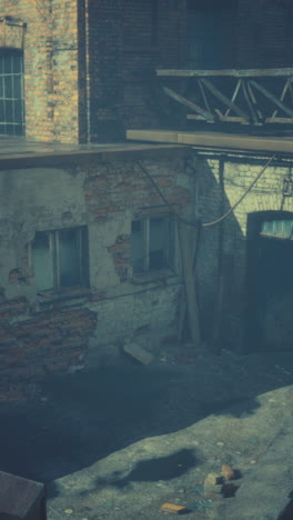 abandoned brick building in the fog