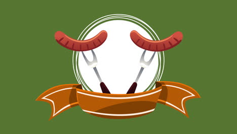 animación de celebración de oktoberfest con tenedores y salchichas