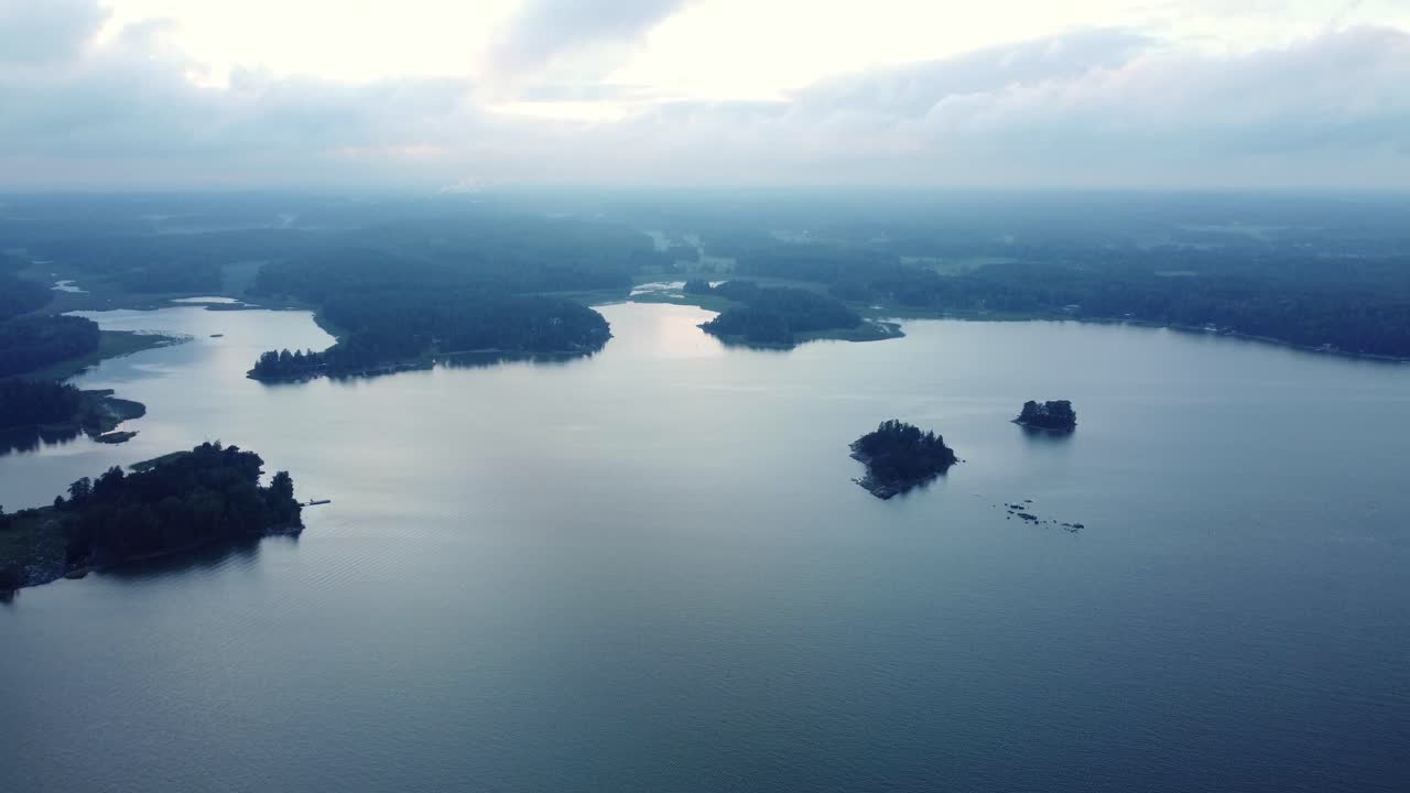 Aerial View of Lake with Islands