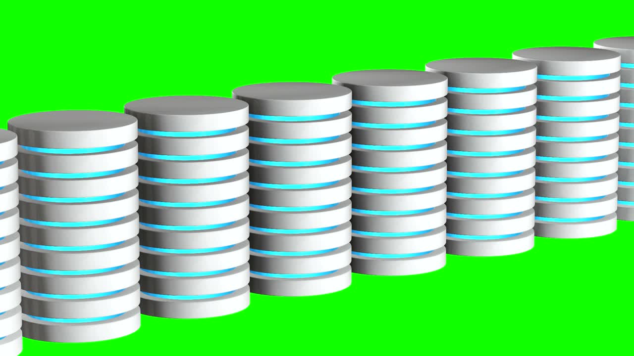 Disk server futuristik dan blok basis data atau sel baterai. Konsep Web Hosting atau komputasi awan.