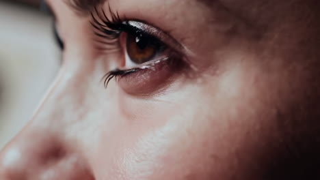 close-up of woman's eyes