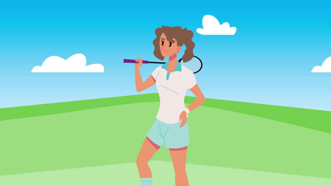 배드민턴을 하는 여자