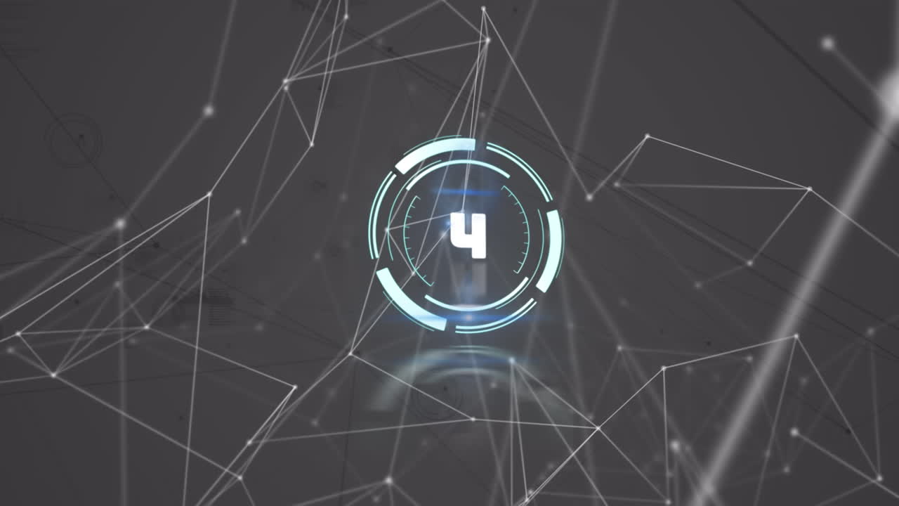 animación del escaneo del alcance con cuenta atrás y red de conexiones