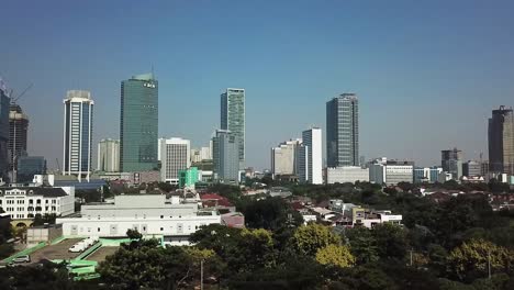 indonesia jakarta city office buildings skyscraper ascending drone