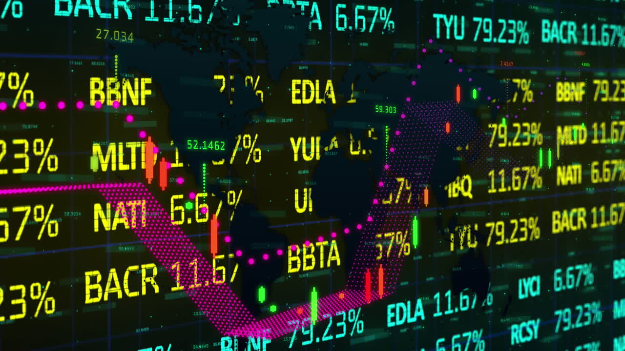 Animazione di elaborazione di dati finanziari e registrazione di statistiche