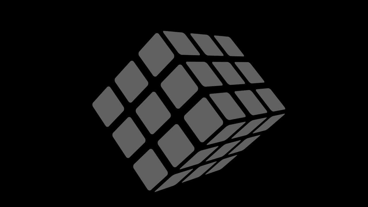 16:9 영상 형식으로 풀 스크린에서 중앙으로 사라지는 크기를 줄여 시계 방향으로 회전하는 스트로보스코픽 및 최면 효과를 가진 흑백 그래픽 객체