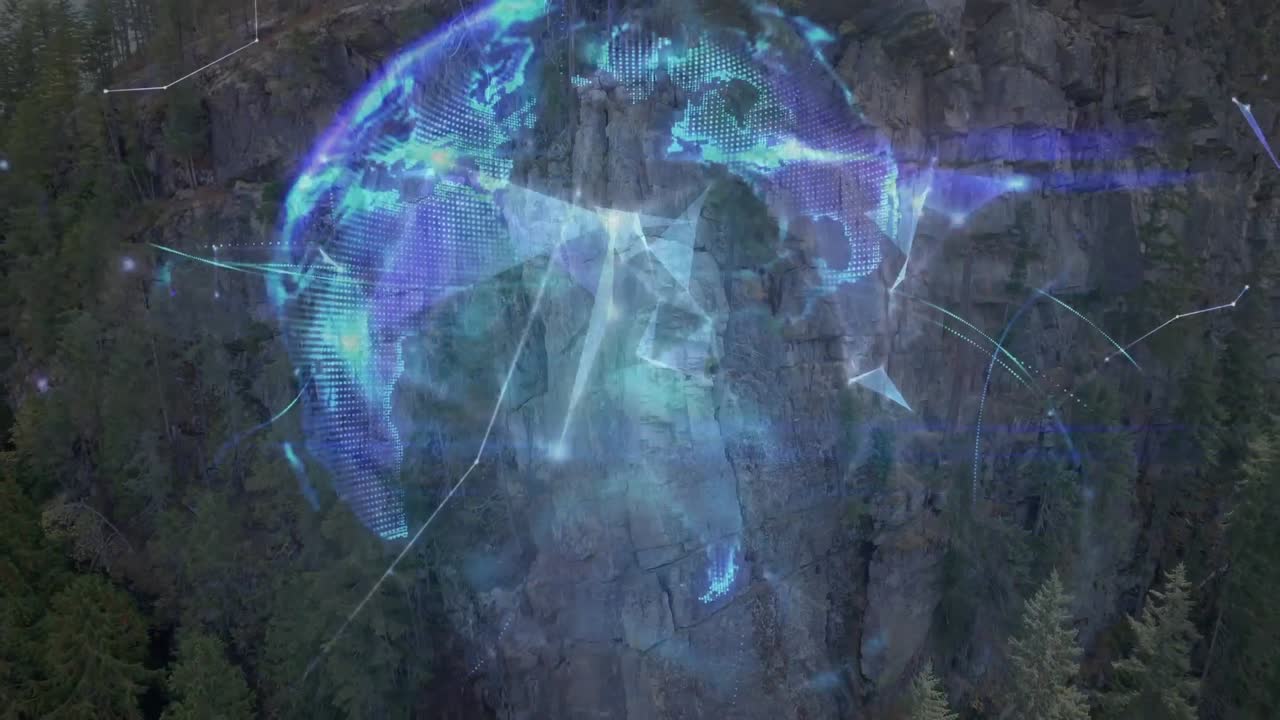 animación de la red de conexiones sobre las rocas