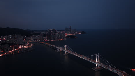 night cityscape with illuminated bridge
