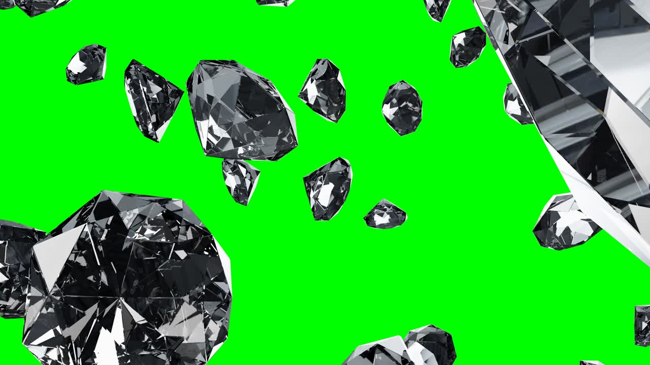 녹색 크로마 키에 다이아몬드, 배경에 3d 애니메이션