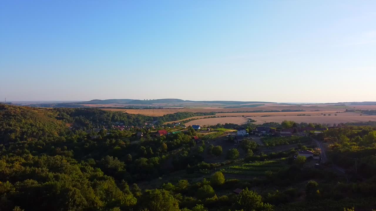 Small Town Between Trees and Hills Aerial Above Slovakia Village Hronsky Benadik, Natural Landscape Paradise