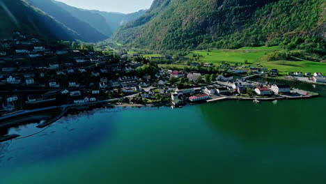 Aerial-View-of-Aurland,-Norway