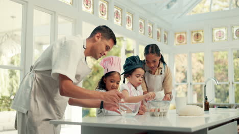 baking, dough and parents teaching their girls