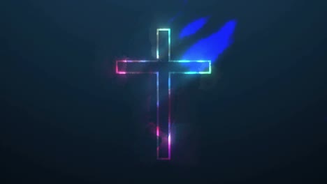 glowing christian cross background loop
