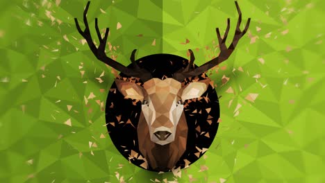polygonal deer background. animal head. low polygon loop animation. geometric wildlife. polygonal animal portrait.