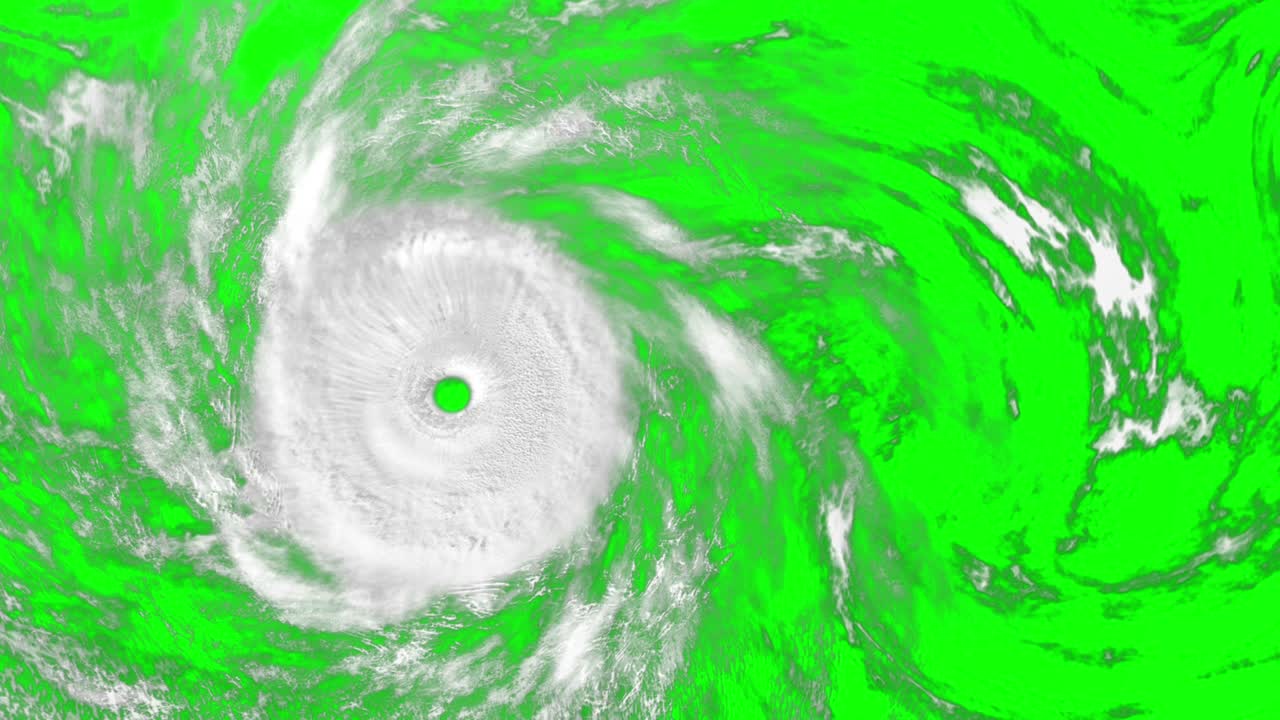 녹색 화면에 큰 허리케인, cg 애니메이션