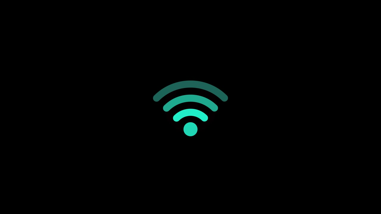 Nessuna connessione Wi-Fi, animazione di errore di rete del segnale isolata su sfondo nero