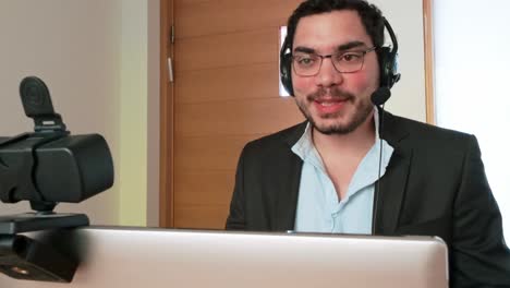 friendly customer service representative with headset