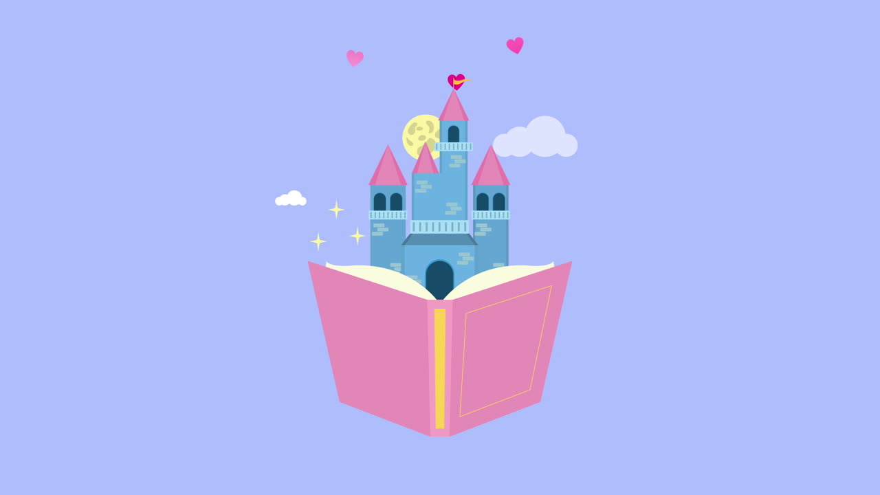 libro de texto de cuentos de hadas con castillo