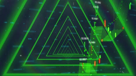 Animation-of-red-neon-geometrical-shapes-over-financial-data-processing