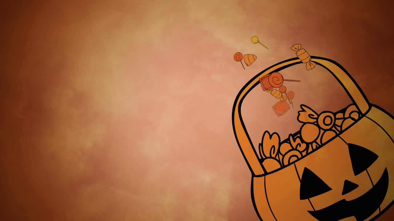 Halloween background animation with colorful candy basket