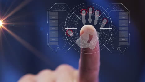 animación del procesamiento de datos y lectura biométrica de los dedos