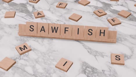 Wort-„Sägefisch“-Auf-Scrabble