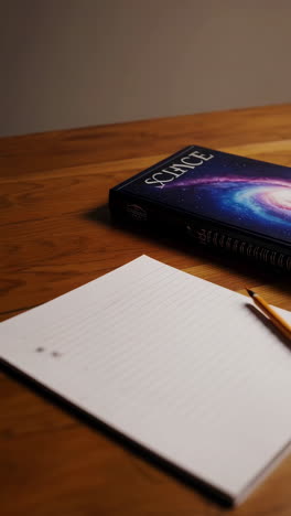 books and notebook on wooden desk