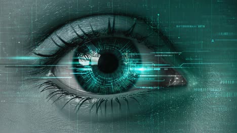 digital human eye with futuristic technology overlay