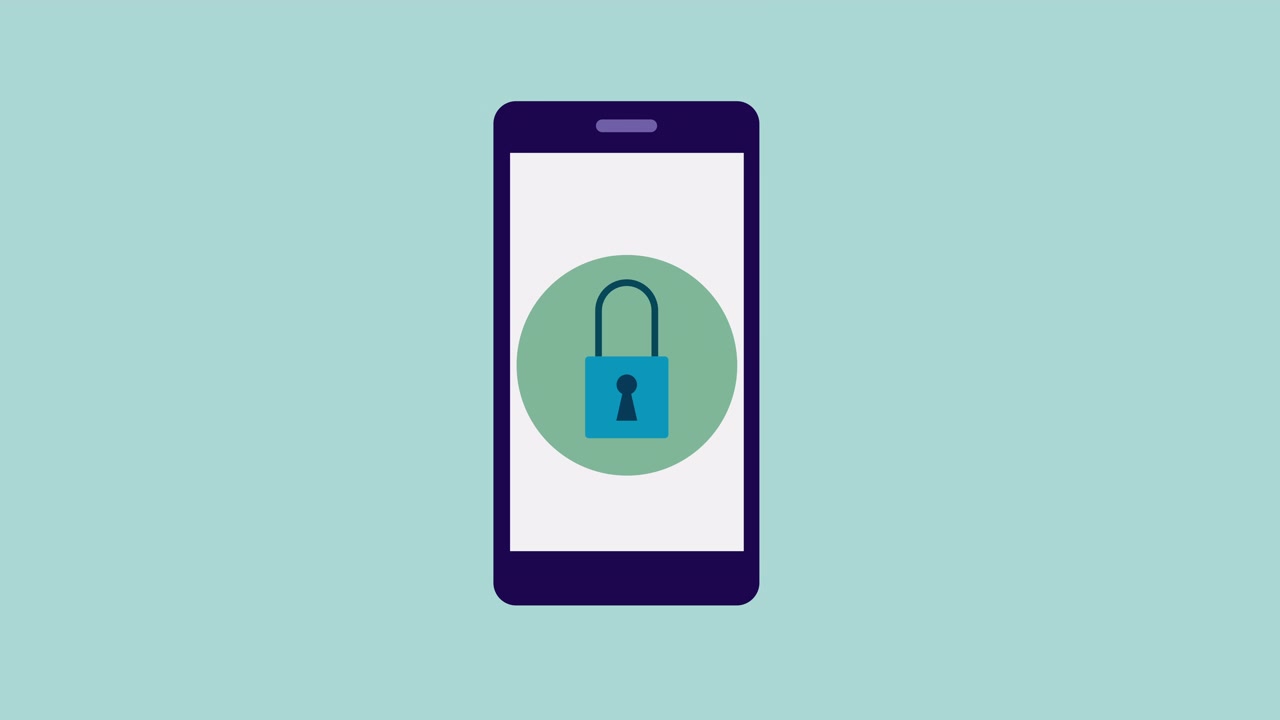 Smartphone Screen Displaying Security Lock Animation