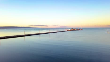 Aerial-over-the-Kaunakakai-Wharf-Molokai-Hawaii-