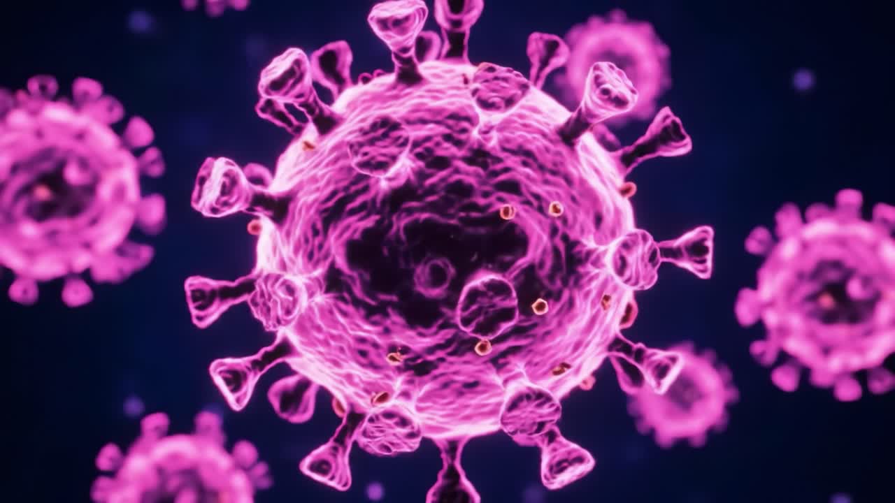 Detailed Visualization of a Virus Particle: A Close-Up Look at Viral Structure and Features Highlighting the Intricacies of Microbial Life