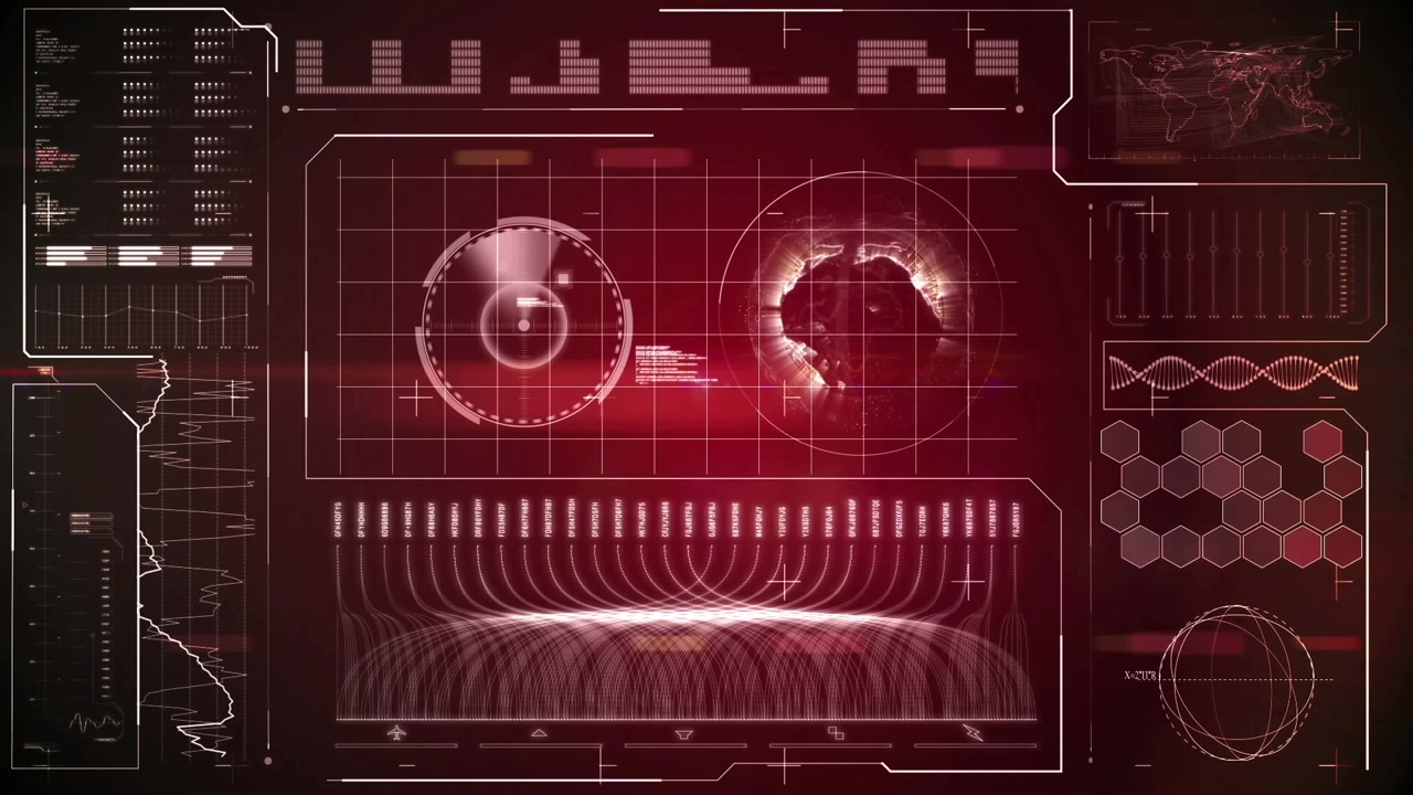 Animation of purple lines and circles over digital interface with data processing