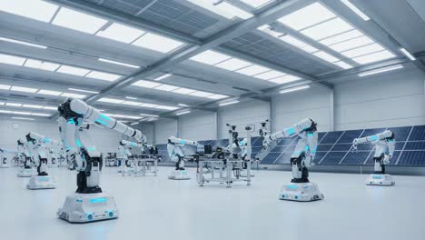 a state-of-the-art robotic arm production line showcasing advanced automation technology in a modern environment equipped with solar panels