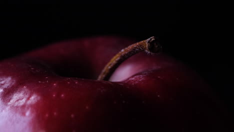 primer plano de una manzana roja fresca con un fondo negro.