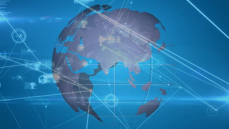 animación de la red de conexiones sobre el giro del globo