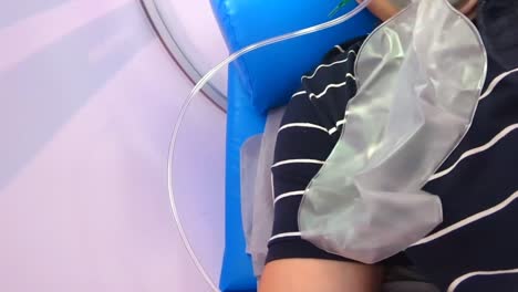 an adult oxygen bag inflating and deflating