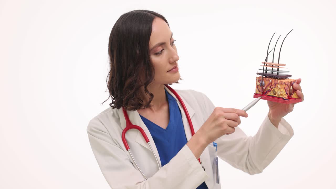 Doctor Explaining Skin and Hair Anatomy