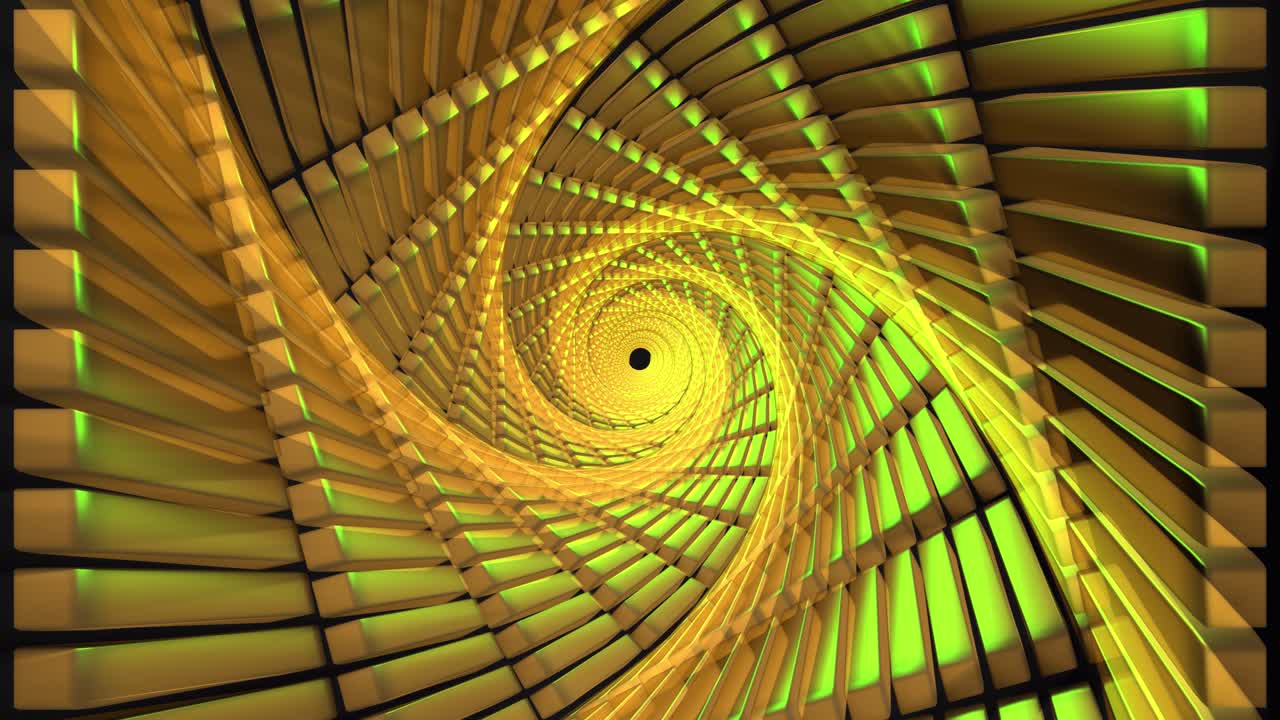 Abstract Golden and Green Spiral Tunnel