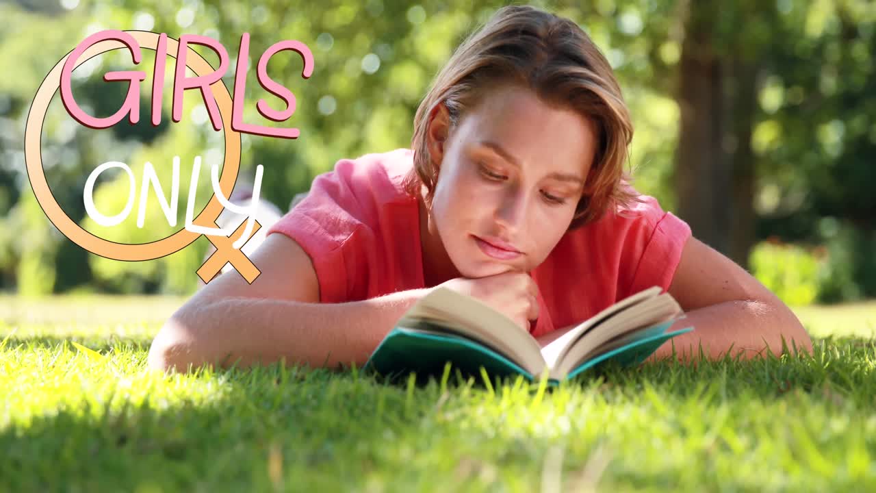 animación de niñas sólo texto sobre mujer lectura de libros