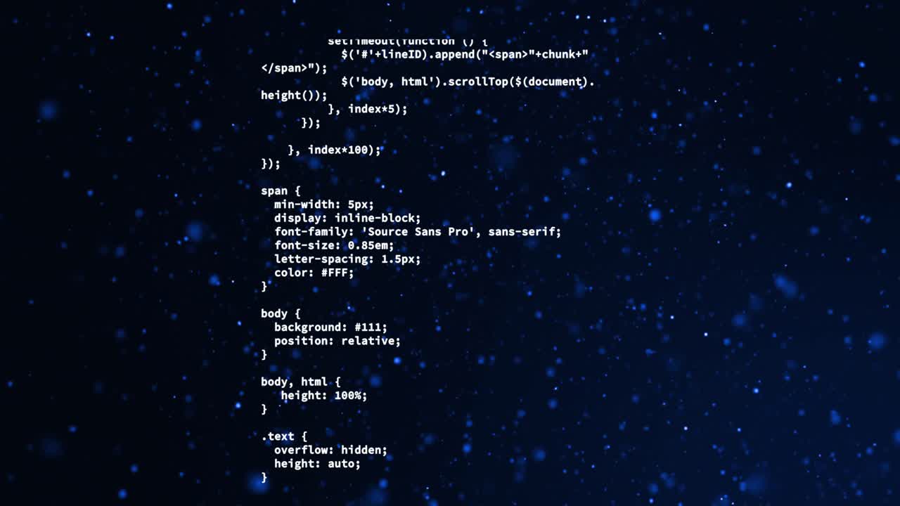 animatie van gegevensverwerking over vlekken op zwarte achtergrond.